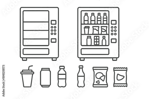 Vending Machine and Snack Items Icon Set