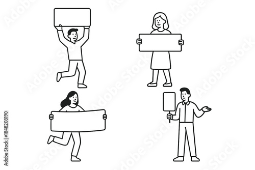 Protesters holding blank signs