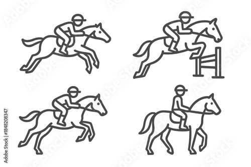 Horse Riding Silhouettes with Neon Glow Effect