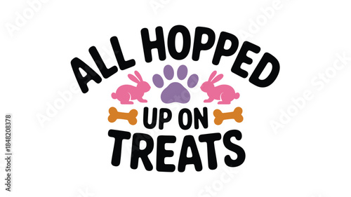 Fun Easter bunny graphic with paw print and dog bones