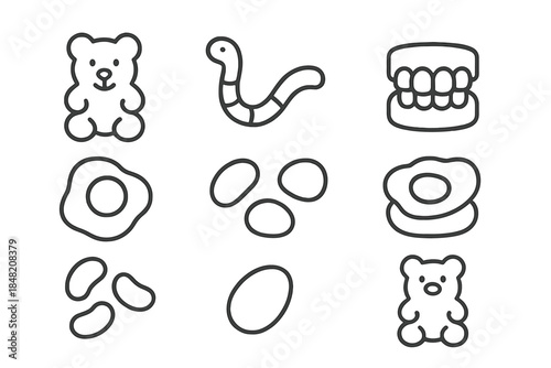 Gummy Bear, Worm, and Tooth Icons