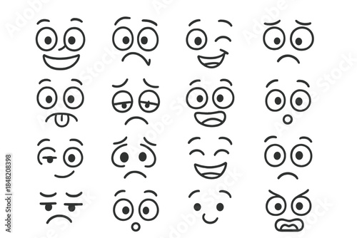 Collection of cartoon faces expressing different emotions