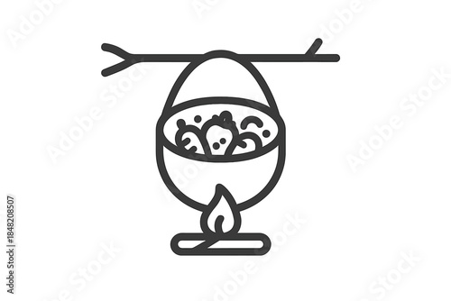 Campfire cooking pot icon