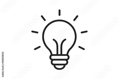 Light Bulb Icon with Rays on Gradient Background