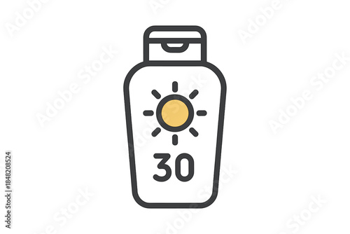 Sunscreen bottle with SPF 30 icon