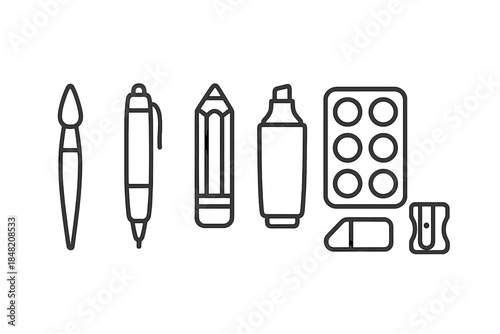 Stationery icons on a dark background