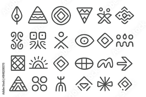 Tribal Symbols Seamless Pattern on Gradient Background