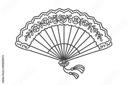Elegant Fan with Floral Pattern