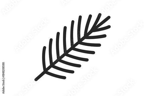 Dark pine needle silhouette on a grey gradient background