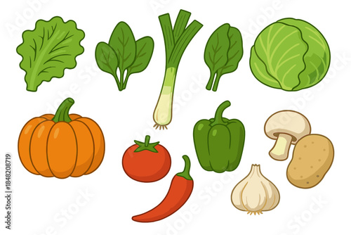 Cartoon Vegetables on Gradient Background