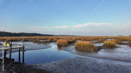 Mullet Pond is surrounded by salt marshes and meandering tidal creeks.
