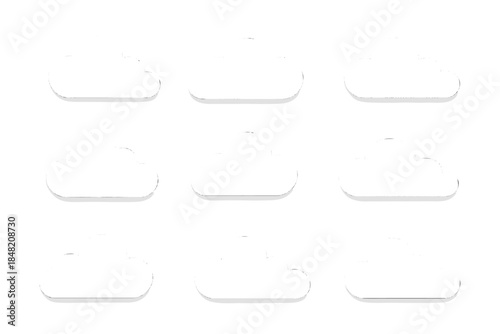 Nine white clouds on a gray background