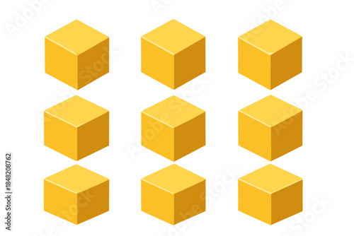 Golden Cubes Grid with Subtle Glow