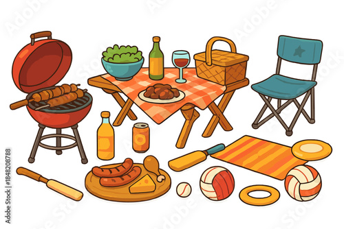 Outdoor BBQ Picnic and Games