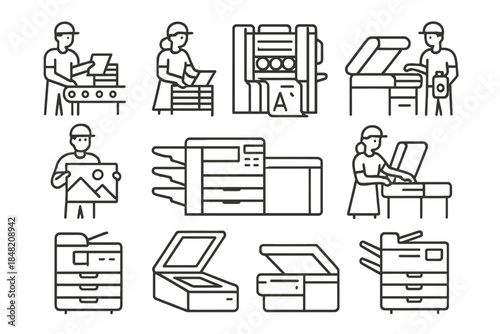 Printing and Copying Icons Set
