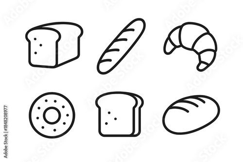 Line Icons of Baked Goods on Dark Background