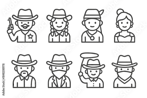 Western Characters Collection Icons