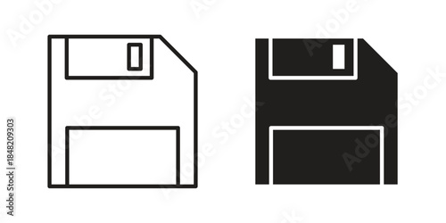 Floppy disk icons. Minimal logo design element, vector illustration.