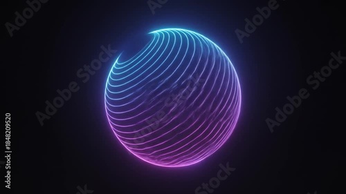 Vibrant neon light orb pulsing with dynamic blue and pink hues