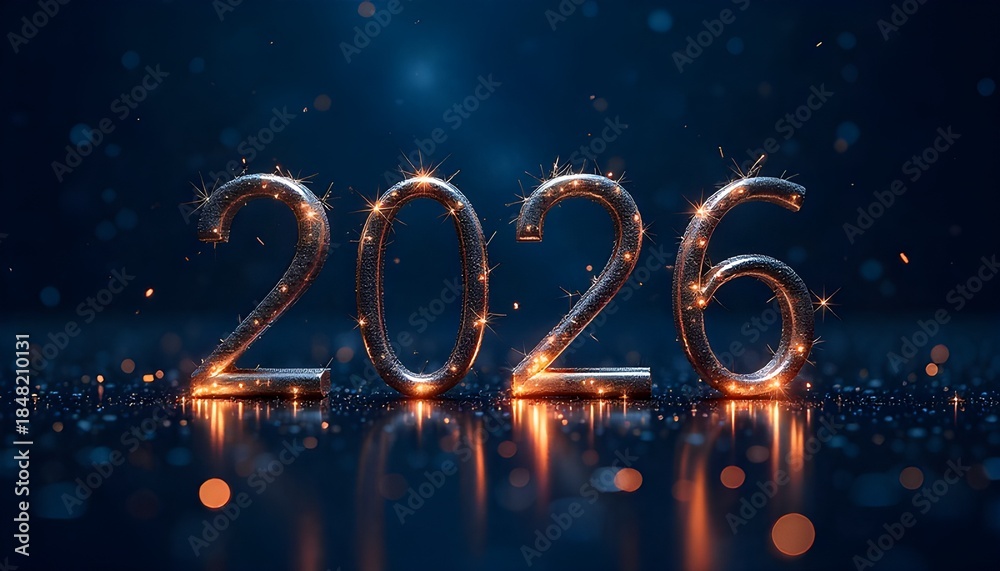 custom made wallpaper toronto digital2026 Happy New Year Sparkling Lights Design