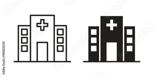 Hospital icons. Minimal logo design element, vector illustration.
