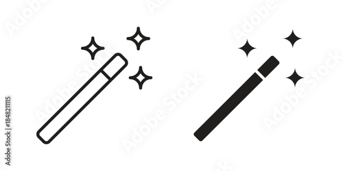 Magic wand icons. Minimal logo design element, vector illustration.