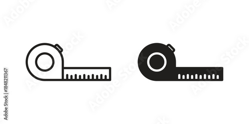Meter tape icons. Minimal logo design element, vector illustration.