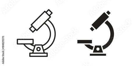 Microscope icons. Minimal logo design element, vector illustration.