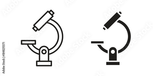 Microscope icons. Minimal logo design element, vector illustration.