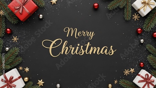Christmas greeting card. Merry Christmas and Happy New Year! 3D Rendering