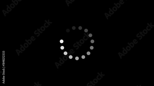 White loading spinner with fading dots on black progress .animated circle loading gif video icon