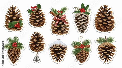 Festive holiday pinecone ornaments for Christmas decoration