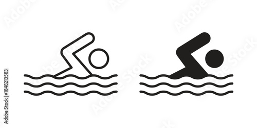Swimming icons. Minimal logo design element, vector illustration.