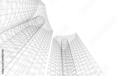 abstract buildings, architectural drawing 3d