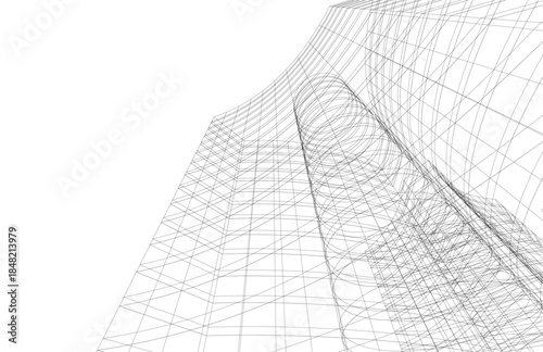 abstract buildings, architectural drawing 3d