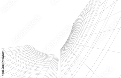 abstract buildings, architectural drawing 3d