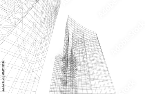 abstract buildings, architectural drawing 3d