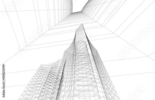 abstract buildings, architectural drawing 3d