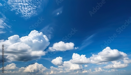 white clouds in a sunny blue sky peaceful spring ambiance background heavenly cloudscape