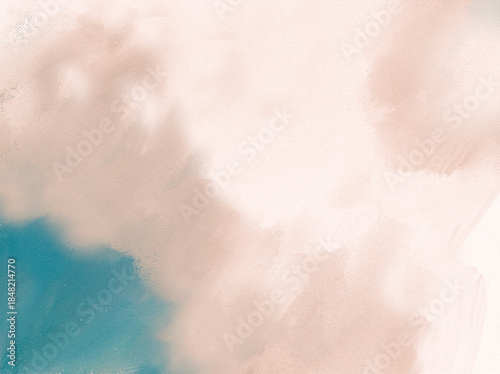 Impressionistic Soft Cloud Over Teal Skies-Digital Painting, Illustration, Design, Art, Artwork w/Paint & Canvas Texture