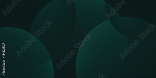 A dark green background with smooth, overlapping circles. The background is green with a gradient texture, creating a modern, abstract style. Minimal abstract circles vector gradient background