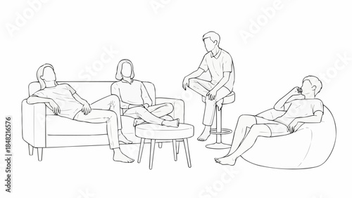 People socializing in a cozy living room setting