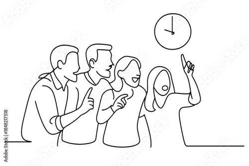 Countdown with Friends. countdown with friends. Minimalistic one-line drawing friends huddled together
