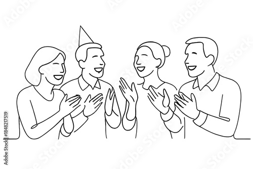 Minimalist Countdown Celebration. Final countdown celebration with friends. Minimalistic one-line drawing