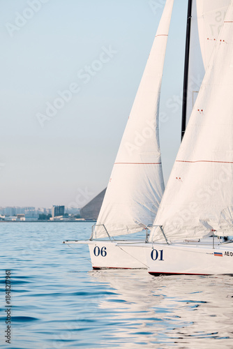 Quadro em tela bow of a sailing boats with bowsprit at sailing regatta in the Gulf of Finland a