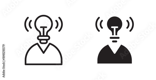 Brand awareness icons, black line art and clipart vector logo