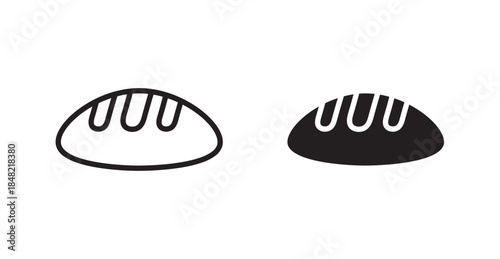 Bread loaf icons, black line art and clipart vector logo