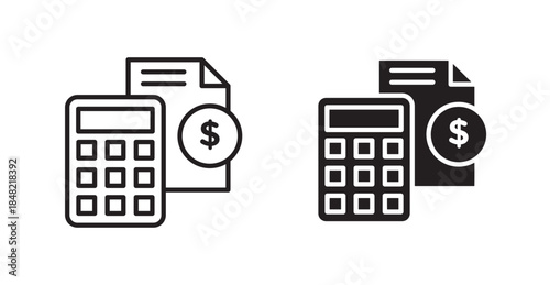 Budget icons, black line art and clipart vector logo