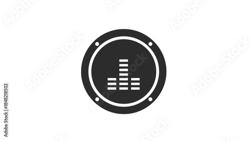 Audio equalizer icon on isolated white background, sound level bar graphic.