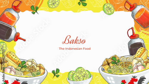 Hand Drawn Bakso The Indonesian Food Background